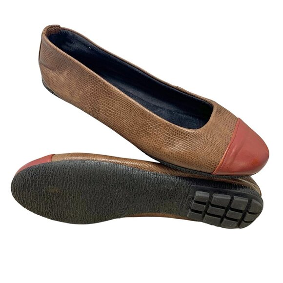 Kokua Barcelo Brown Leather‎ Mauve Cap Toe Ballerina Flats - Picture 9 of 12